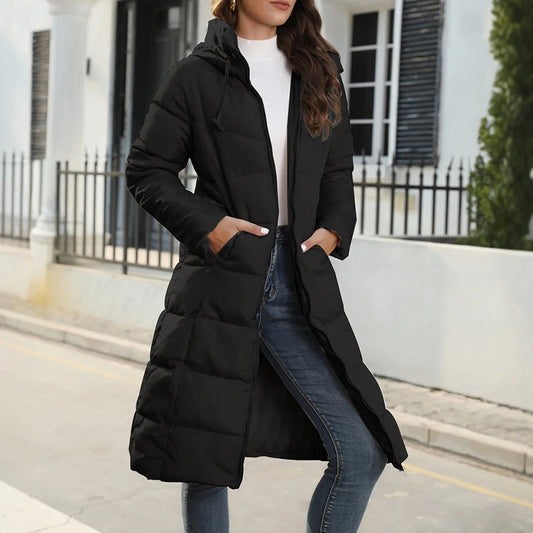 Quinnette - Long Hooded Quilted Casual Jacket
