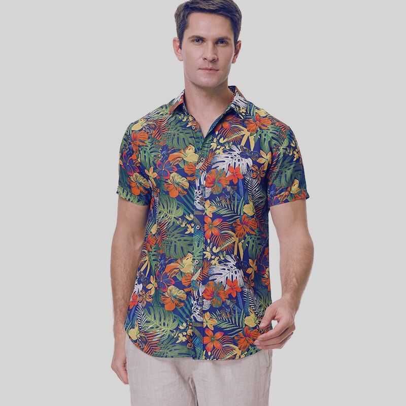 Liam | Trendy Tropical Print Short-Sleeve Shirt for Men | Lightweight, Breathable, Stylish