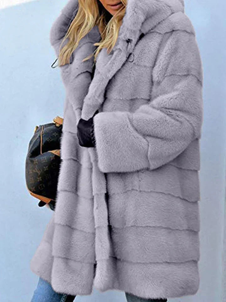 Lilibeth - Stylish faux fur parka warm jacket with hood