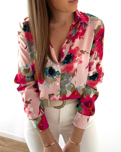 Cristal - Elegant long-sleeve floral blouse