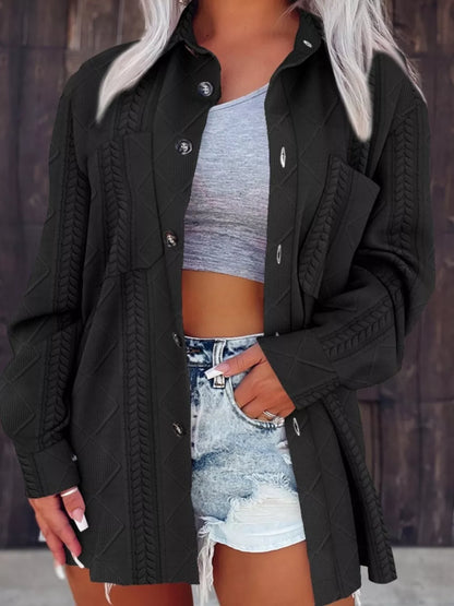 Novella - Stylish button-up long sleeve knit shacket