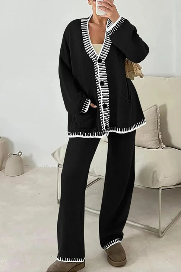 Vannessa - Stylish loose warm cardigan and pants set