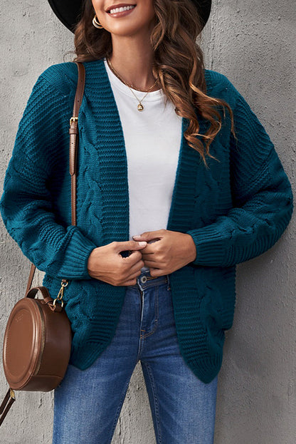 Xiana - Casual knitted cable open front cardigan