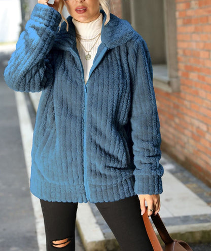 Glynne - Cozy soft warm zipper jacket