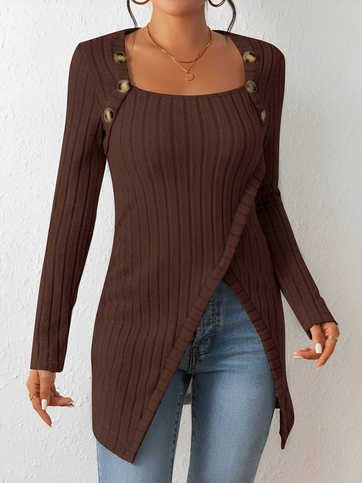 Lidian - Cozy stylish assymetrical hem sweater