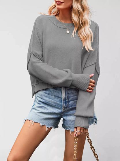 Fabrizia - Loose round neck dropped shoulder sweater