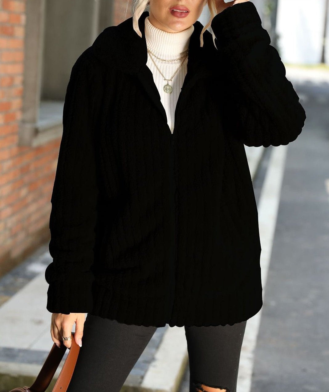 Glynne - Cozy soft warm zipper jacket