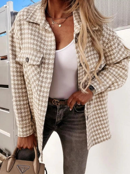 Evie - Stylish houndstooth button jacket
