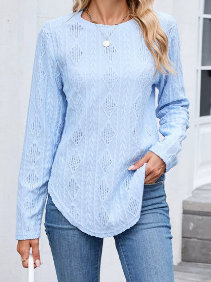 Luzette - Diamond pattern knit long sleeve sweatsirt