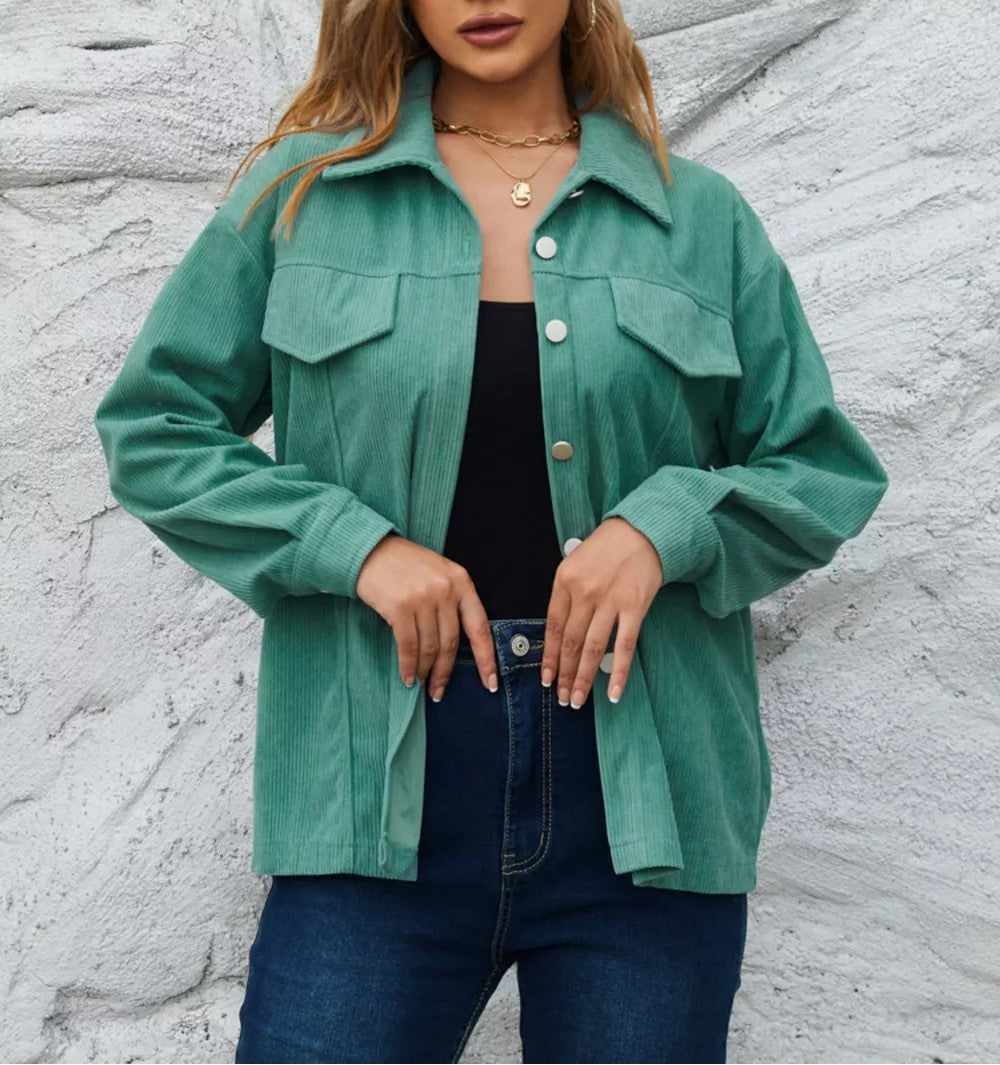 Veronella - Stylish corduroy button-down jacket