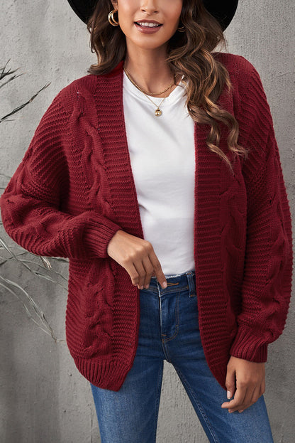 Xiana - Casual knitted cable open front cardigan