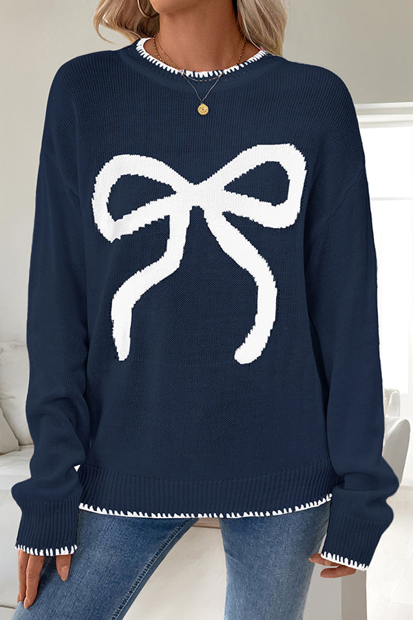 Faithlyn - Stylish warm ribbon print knitted sweater