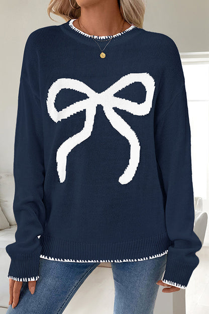 Faithlyn - Stylish warm ribbon print knitted sweater