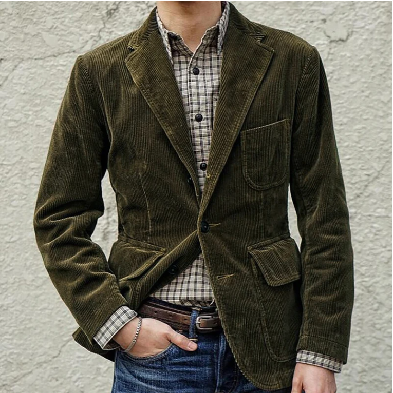 Finnian | Timeless Corduroy Overcoat for Men with Pockets | Stylish, Warm, Durable