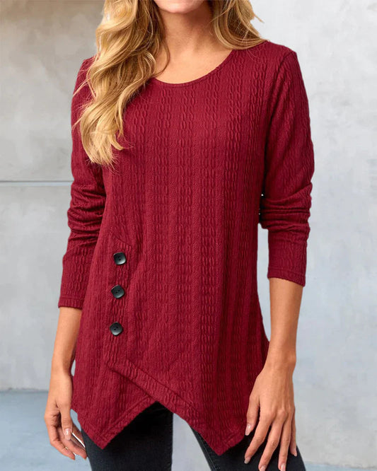 Yolanda - Elegant ribbed long-sleeve knit blouse