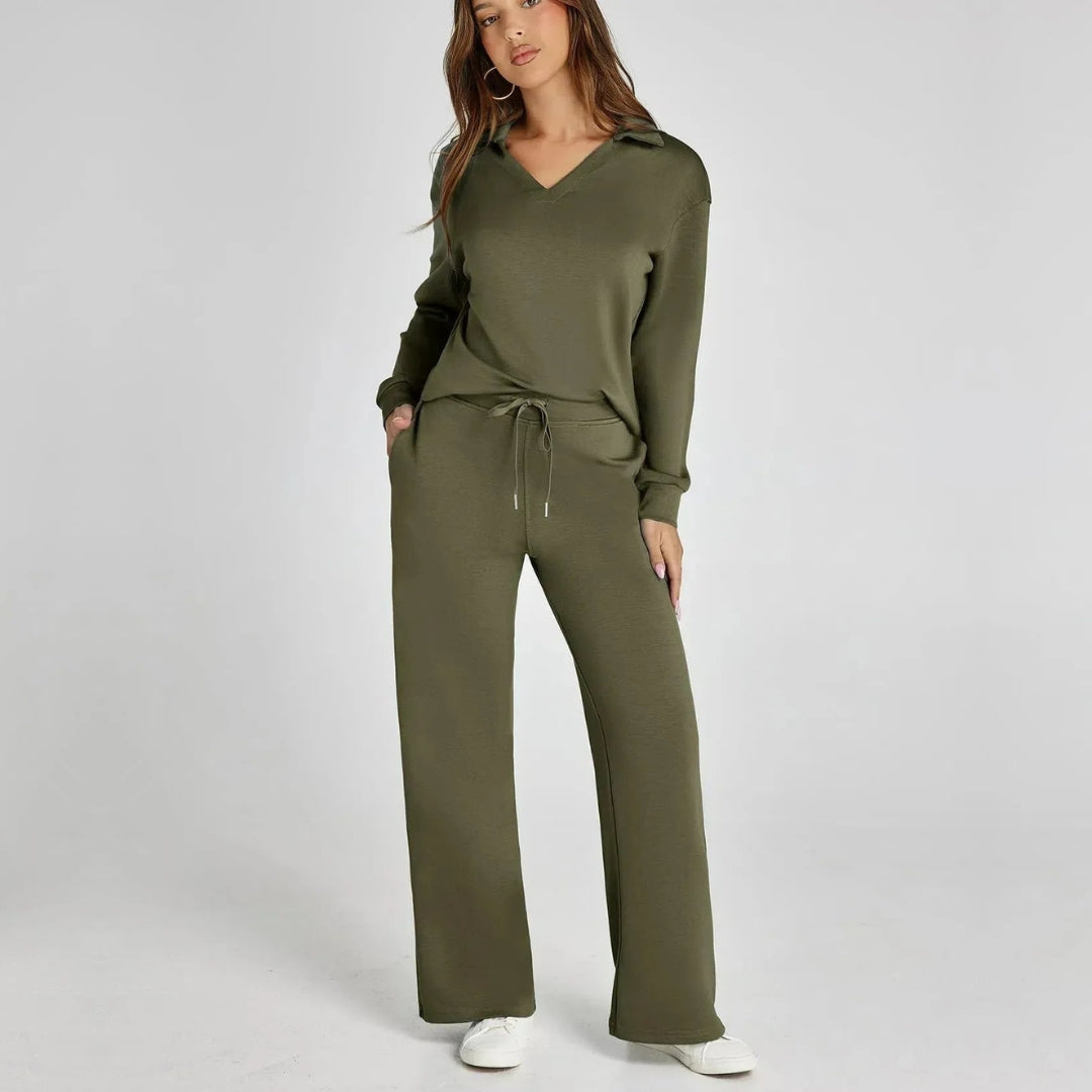 Rosella - Casual loosewarm V-neck sweater and pants set