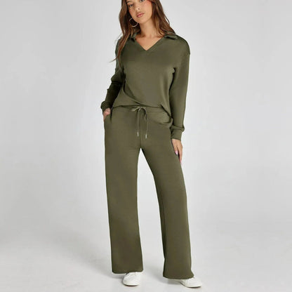Rosella - Casual loosewarm V-neck sweater and pants set