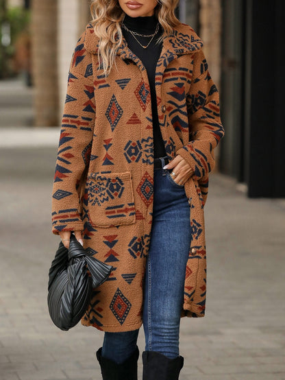 Yeesha - Stylish boho print warm long coat