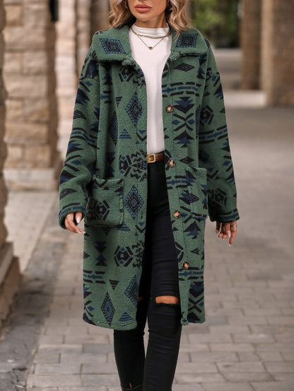 Yeesha - Stylish boho print warm long coat