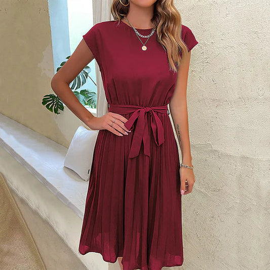 Brielle - Elegant pleated A-line midi dress