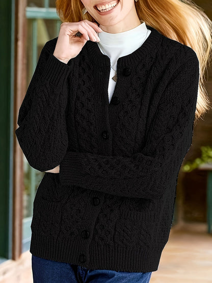 Noora - Elegant stylish cable knitted button cardian