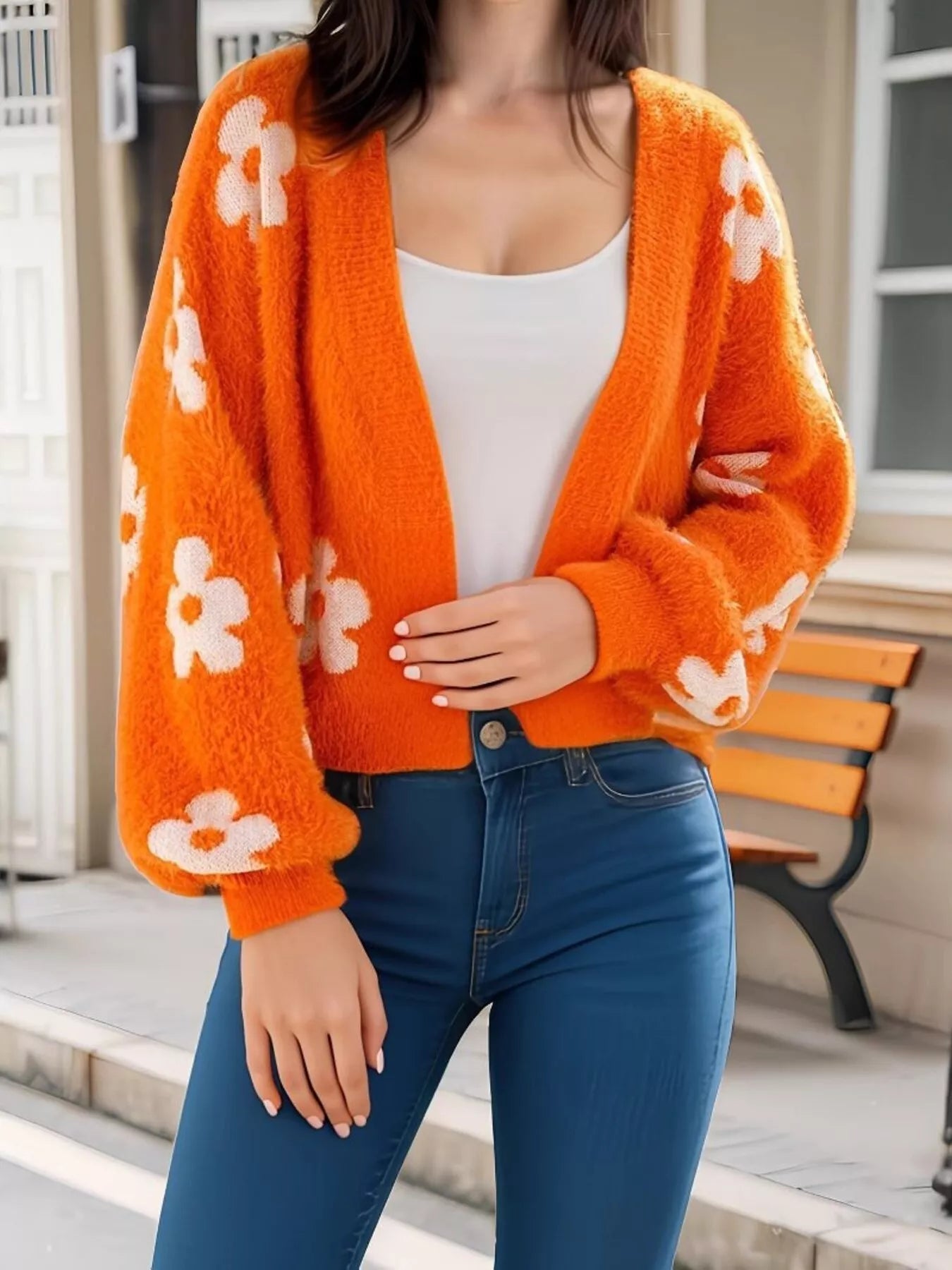 Cameryn - Casual chic floral open front cardigan
