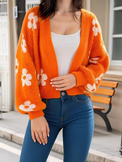 Cameryn - Casual chic floral open front cardigan