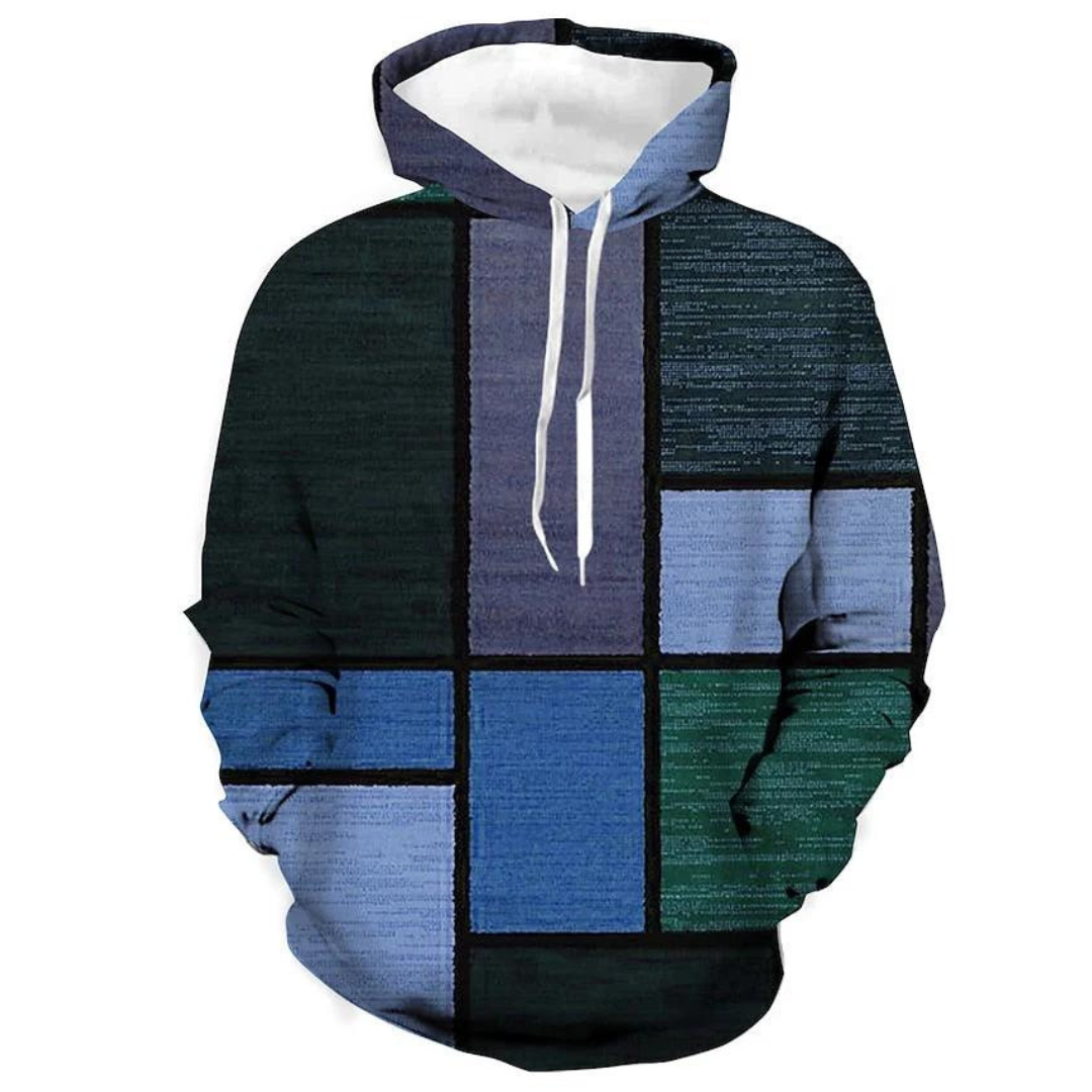 Donnacha | Contemporary Men's Patterned Winter Hoodie | Chic, Cosy, Versatile