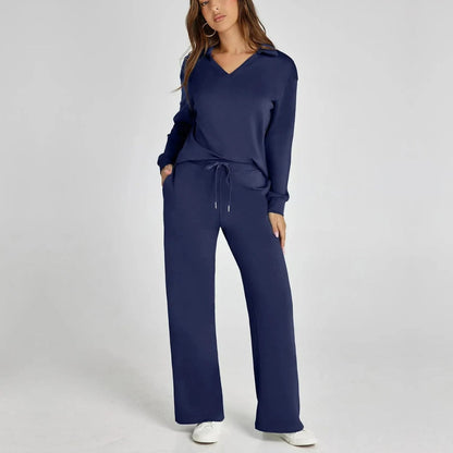 Rosella - Casual loosewarm V-neck sweater and pants set