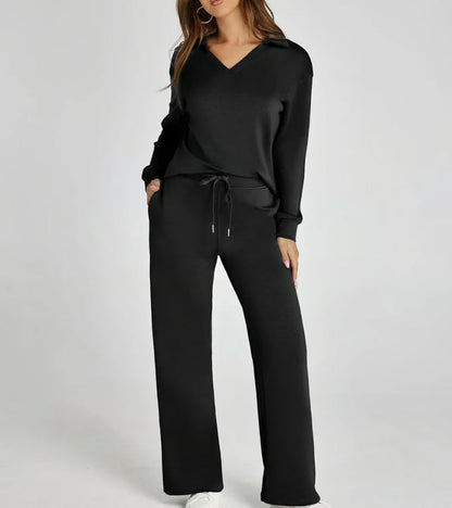 Remina - Elegant Jumper and Wide-Leg Trousers Set