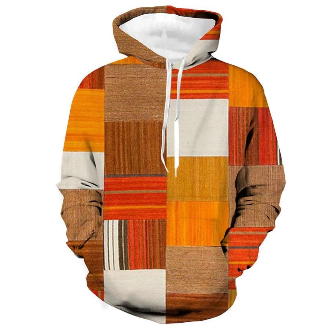 Donnacha | Contemporary Men's Patterned Winter Hoodie | Chic, Cosy, Versatile