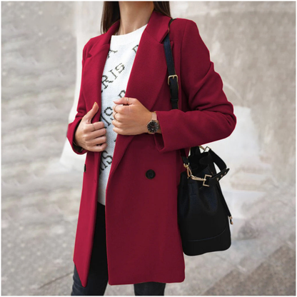 Hailie - Elegant and warm long buttoned trench coat