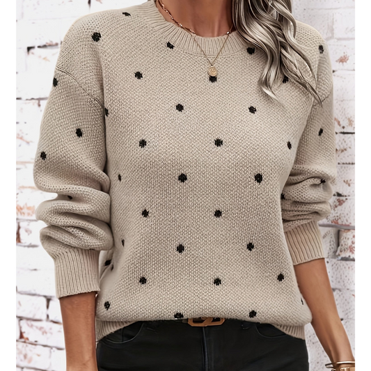 Aisling | Ladies' Polka Dot Knit Jumper | Chic, Comfy, Year-Round Essential