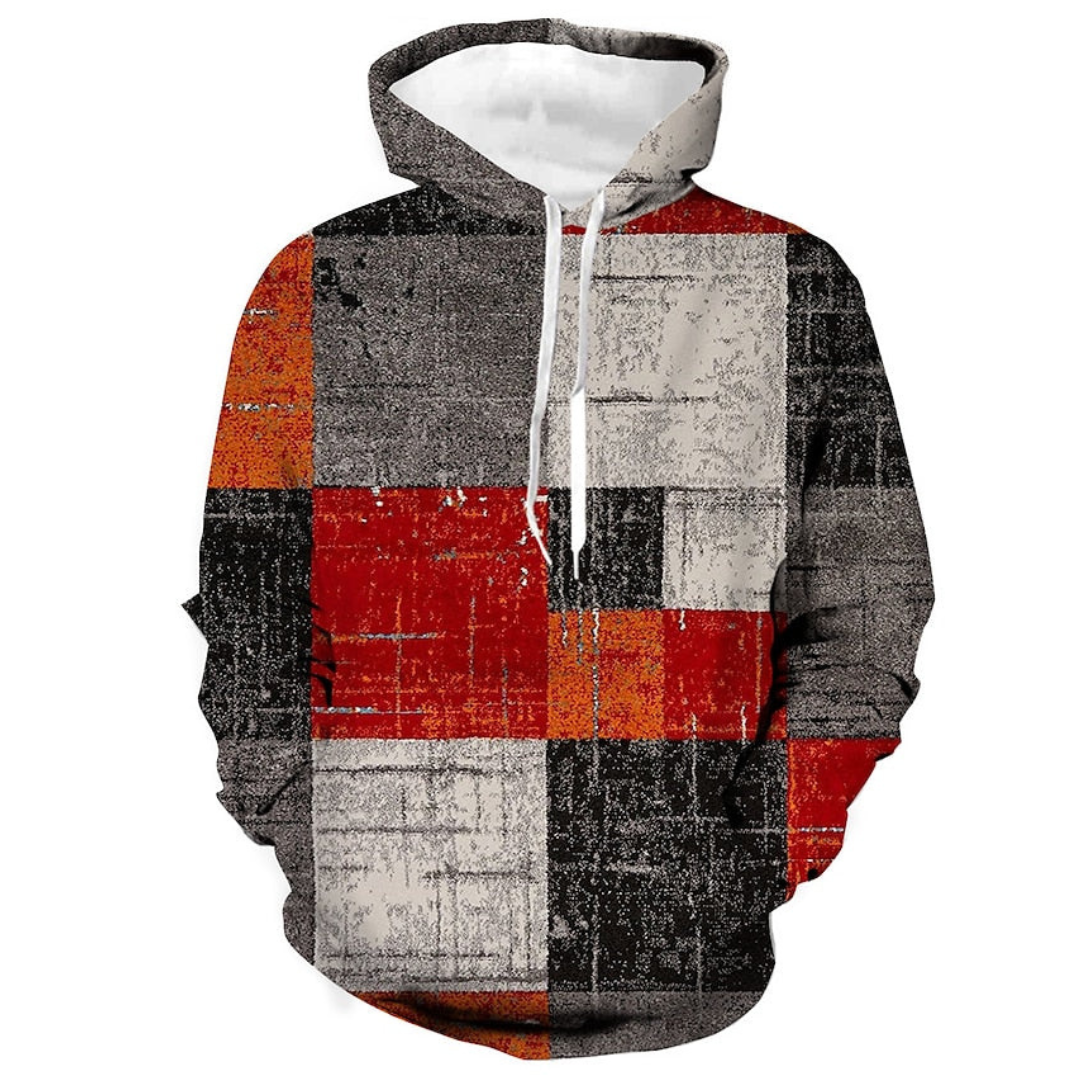 Donnacha | Contemporary Men's Patterned Winter Hoodie | Chic, Cosy, Versatile