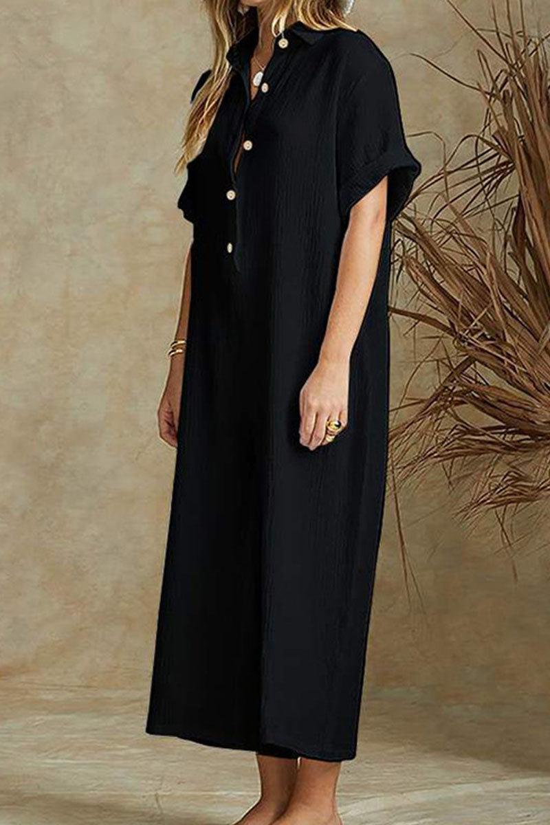 Viella - Elegant polo-neck wide-leg jumpsuit with buttons