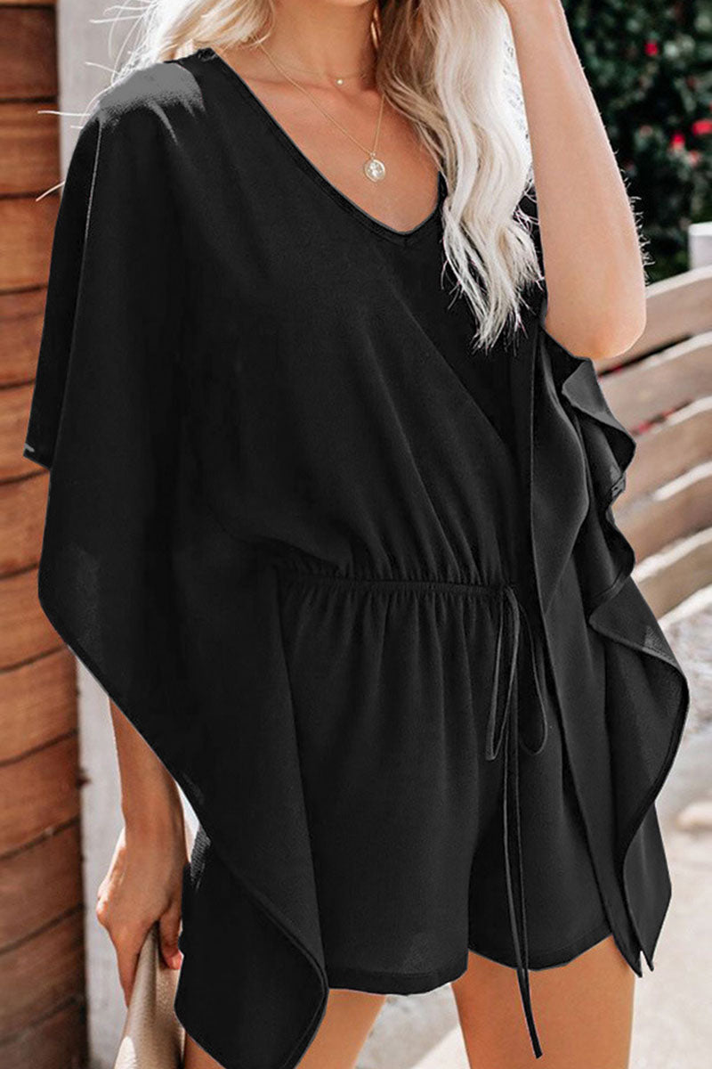 Omelina - Elegant V-neck batwing romper
