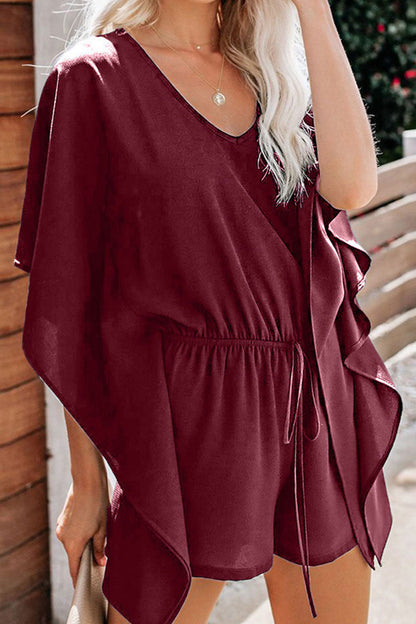 Omelina - Elegant V-neck batwing romper