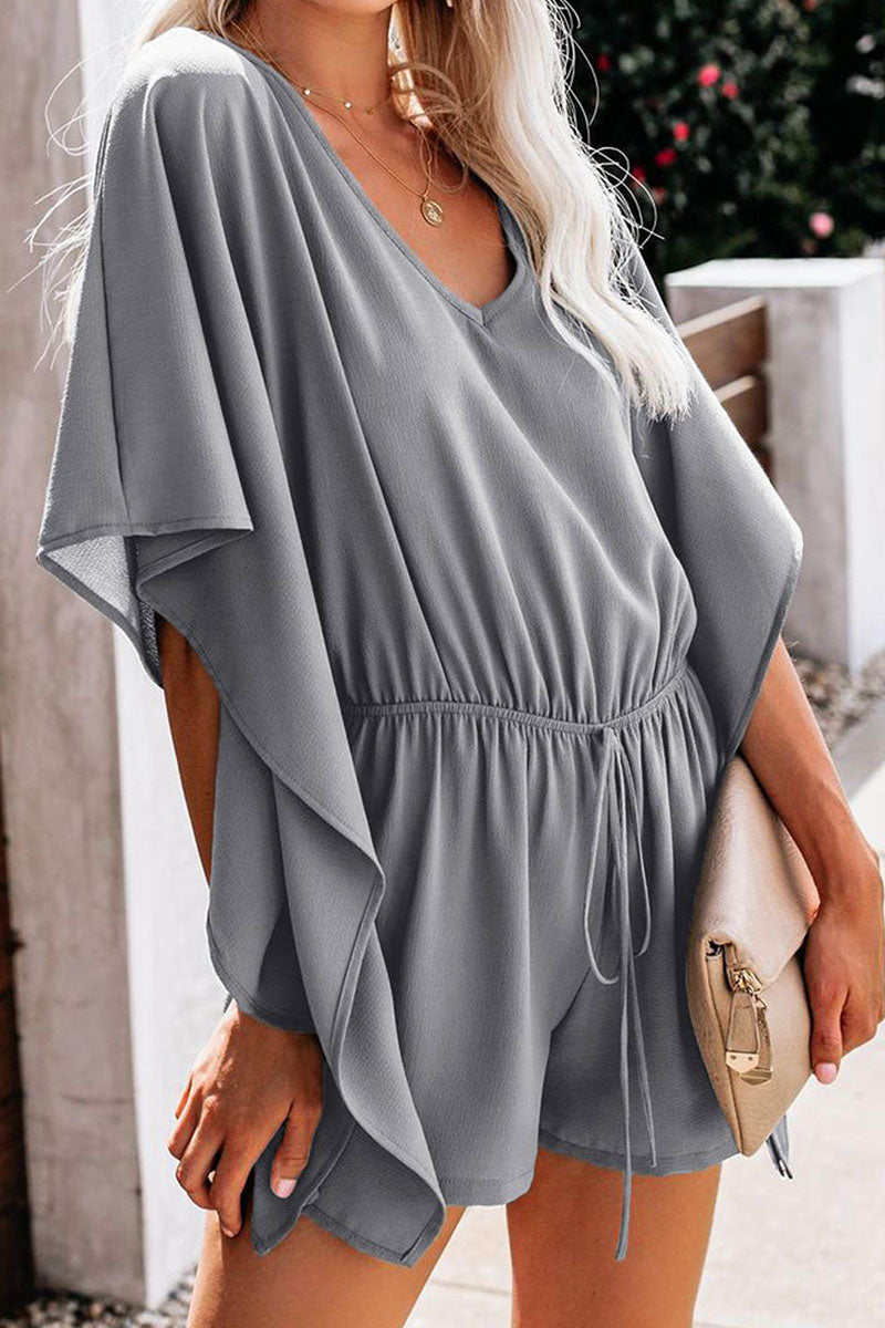 Omelina - Elegant V-neck batwing romper