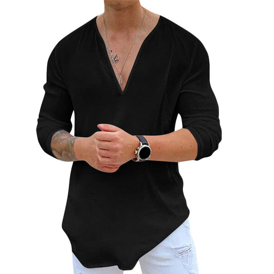 Darragh | Contemporary Men's Casual Shirt | Breathable, Relaxed Fit, V-Neck Design