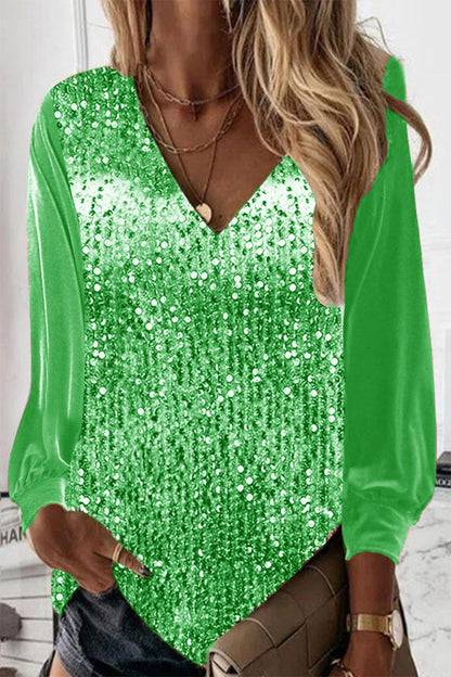 Nirvana - Loose long-sleeve sequin blouse