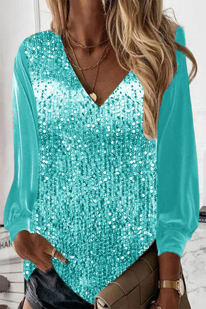 Nirvana - Loose long-sleeve sequin blouse