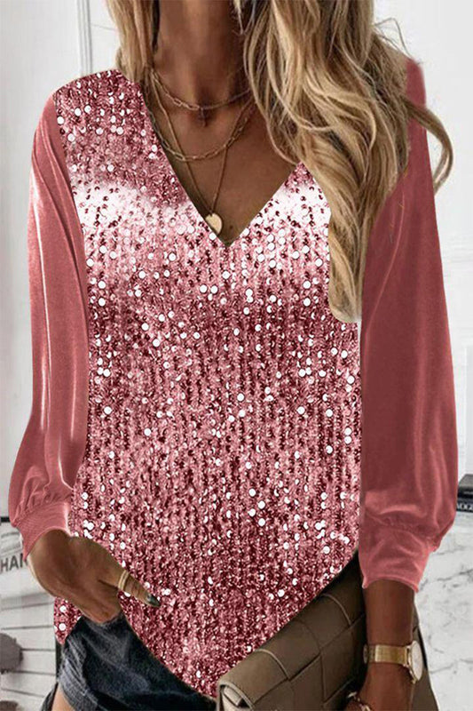 Nirvana - Loose long-sleeve sequin blouse