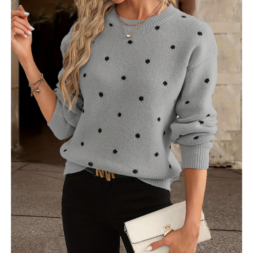 Aisling | Ladies' Polka Dot Knit Jumper | Chic, Comfy, Year-Round Essential