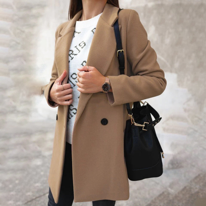 Hailie - Elegant and warm long buttoned trench coat