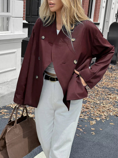 Rhoda - Elegant Double-Breasted Long-Sleeve Coat