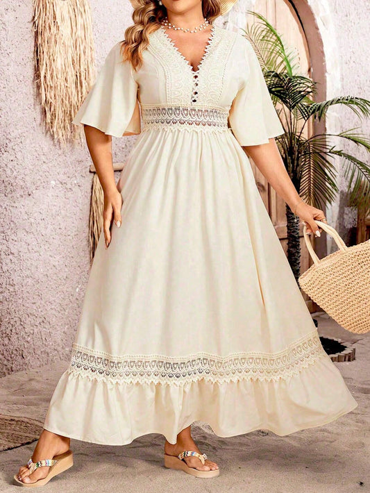 Charisse - Elegant maxi dress with V-neckline and A-line shape