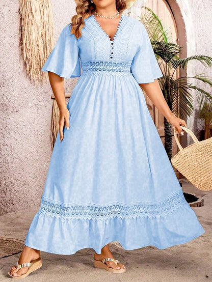 Charisse - Elegant maxi dress with V-neckline and A-line shape