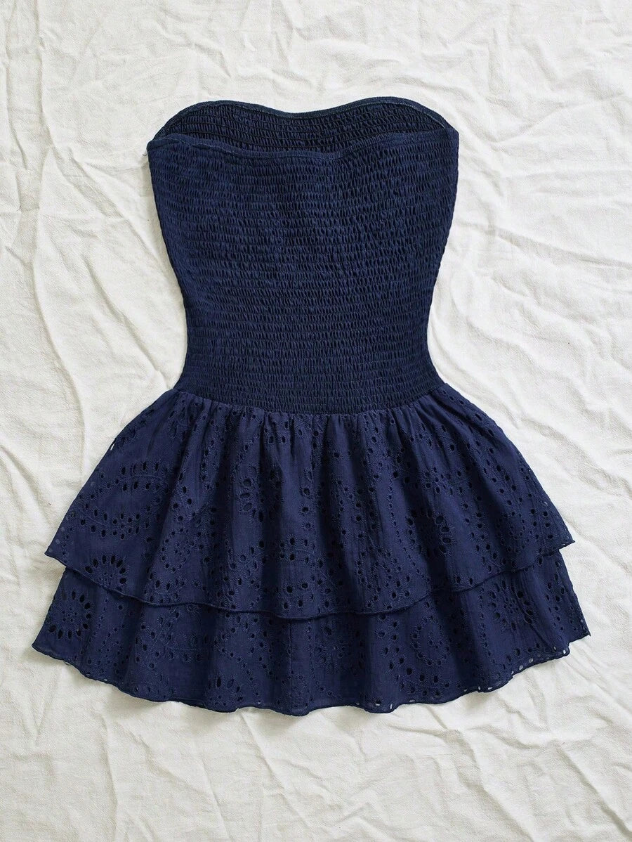Women’s Summer Mini Smock Dress | Strapless, Ruffle