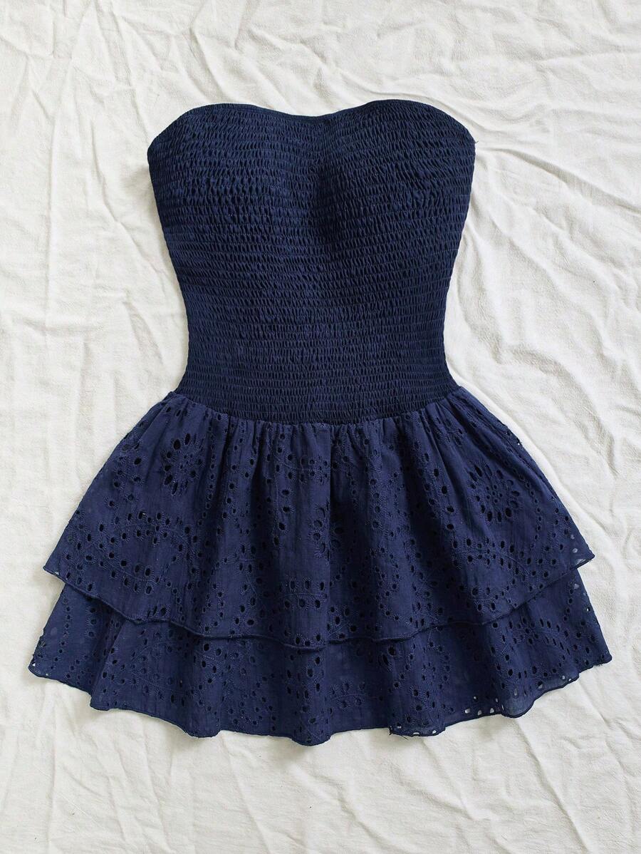 Women’s Summer Mini Smock Dress | Strapless, Ruffle