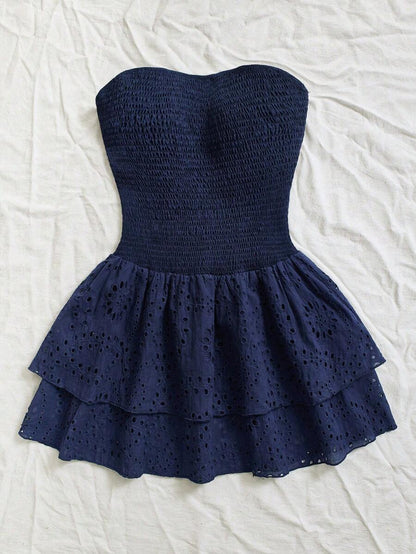 Women’s Summer Mini Smock Dress | Strapless, Ruffle